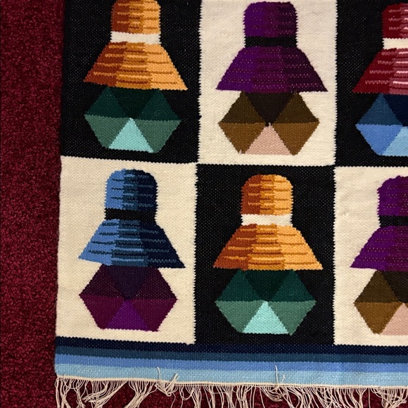 Peruvian Wool Colorful Geometric Patterned Rug - Picture 3 of 9